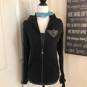 Harley Davidson Lace up sleeve zip up hoodie